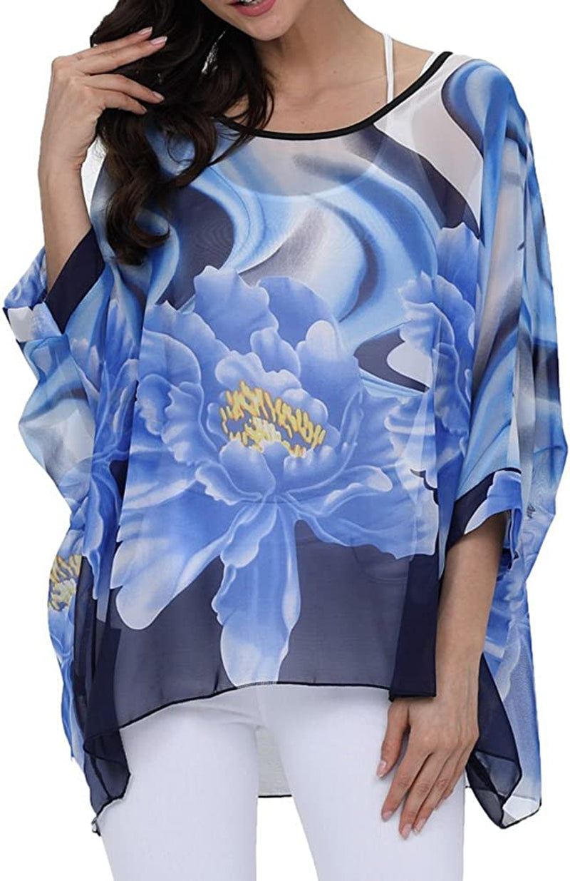 Women'S Chiffon Scarve Shawls Wraps Qunsia Floral Poncho Bikini Cover up Tops Apparel & Accessories > Clothing Accessories > Scarves & Shawls Qunsia   