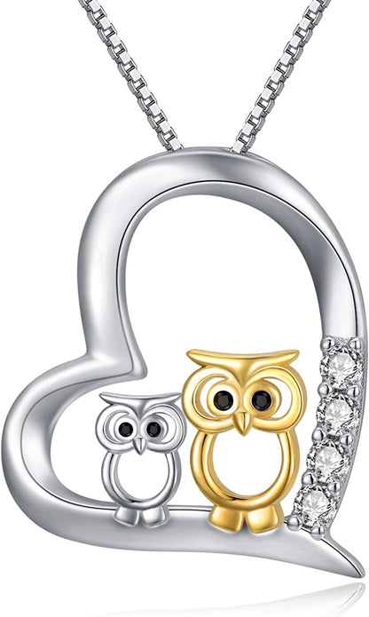 Cuoka Owl Stud Earrings,Owl Necklace 925 Sterling Silver Opal Owl Earrings Hypoallergenic Heart Animal Owl Jewelry Gifts for Women Girls Owl Lovers Apparel & Accessories > Jewelry > Earrings Cuoka C-Silver and Gold Owl  