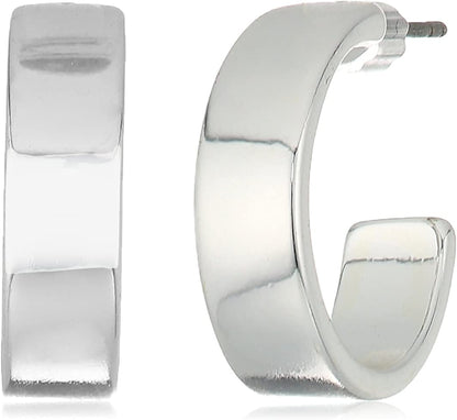 Chaps Women'S Silvertone C Hoop Post Hoop Earrings Apparel & Accessories > Jewelry > Earrings Chaps Jewelry   