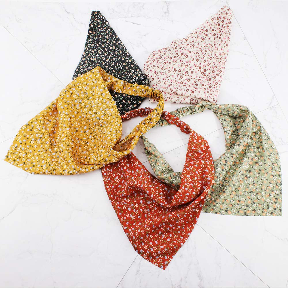 Floral Hair Scarf Headband - TOBATOBA 5 Pcs Hair Bandanas for Women Bandana Headband Chiffon Boho Headbands for Women Elastic Head Bandana Floral Bandana Headbands for Women Girls Hair Accessories Apparel & Accessories > Clothing Accessories > Bandanas & Headties TOBATOBA   