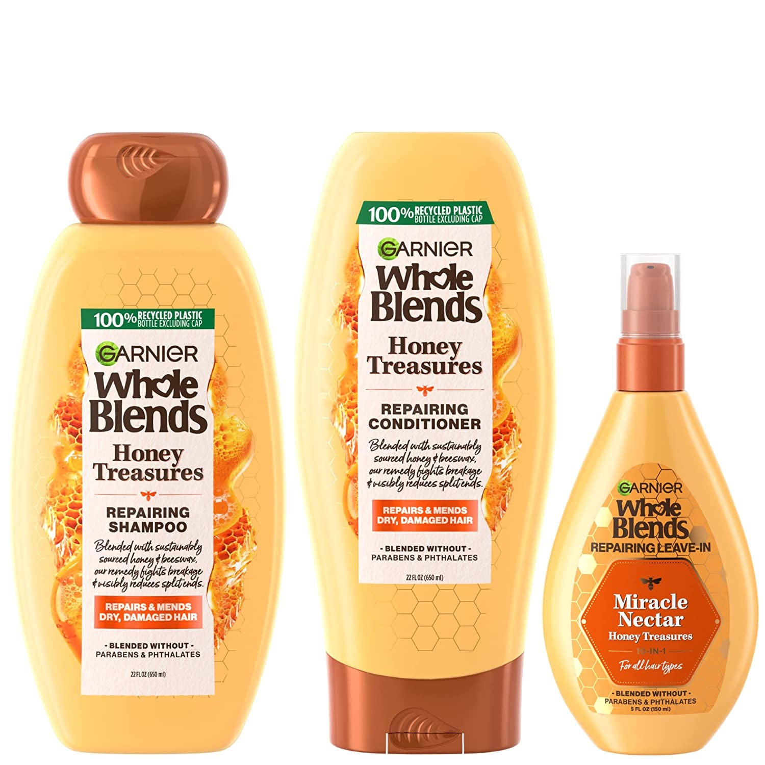 Garnier Whole Blends Honey Treasures Repairing Shampoo and Conditioner, for Dry, Damaged Hair, 22 Fl Oz Ea, 1 Kit (Packaging May Vary) Health & Beauty > Personal Care > Hair Care Garnier Shampoo, Conditioner + Miracle Nectar  
