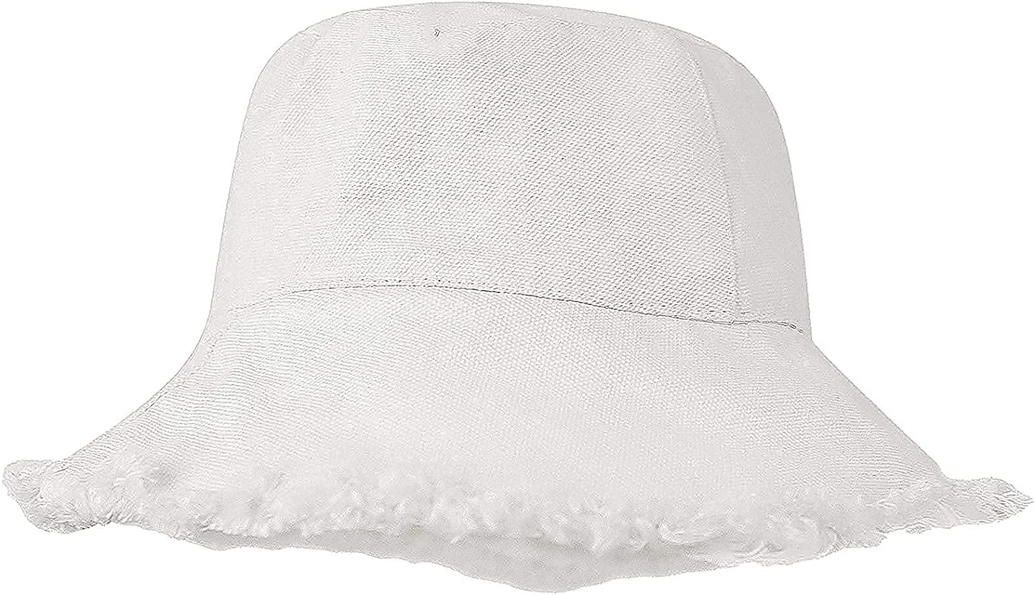 Frayed-Edge-Bucket-Hat-Summer Distressed-Beach-Sun-Hat-For-Women Men Teens Girls- Floppy Wide-Brim Fisherman Cap(Size: 7 1/8) Apparel & Accessories > Clothing Accessories > Hats UTOWO White Medium 