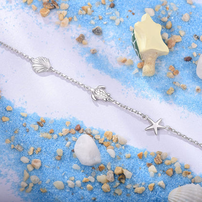 BEILIN 925 Sterling Silver Seabeach Anklets for Women Teen Girls Ocean Ankle Bracelets for Women Apparel & Accessories > Jewelry > Anklets BEILIN   