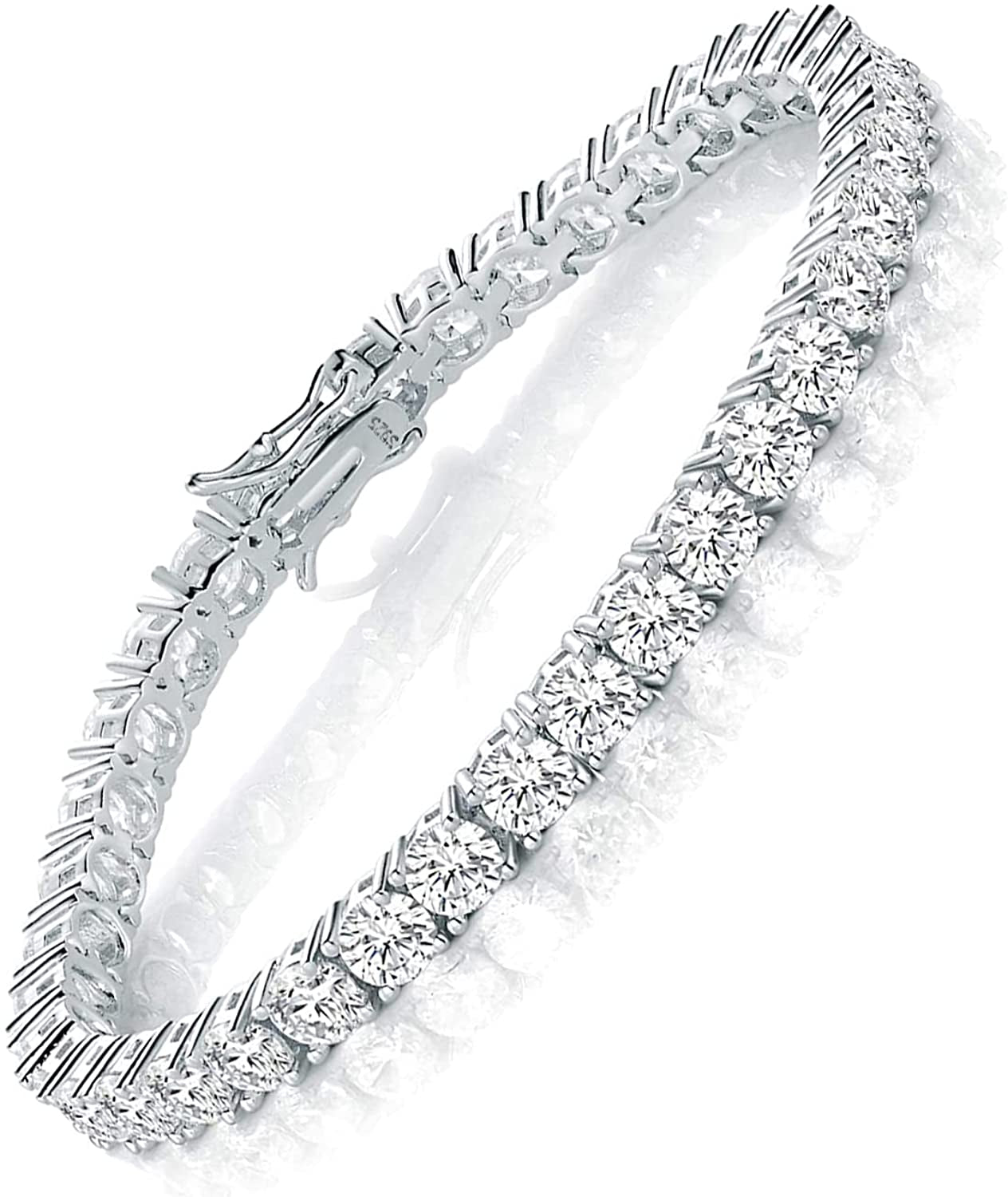 TIKJE 925 Sterling Silver 2-7Mm Cubic Zirconia Classic Tennis Bracelet | White Gold Bracelets for Women | Size 6-8.5 Inches Apparel & Accessories > Jewelry > Bracelets TIKJE 5 mm-6.5inch  