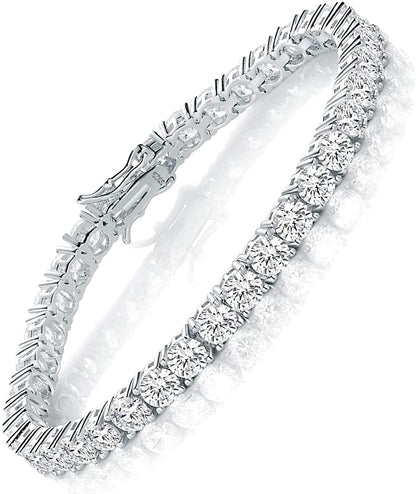TIKJE 925 Sterling Silver 2-7Mm Cubic Zirconia Classic Tennis Bracelet | White Gold Bracelets for Women | Size 6-8.5 Inches Apparel & Accessories > Jewelry > Bracelets TIKJE 5 mm-6.5inch  