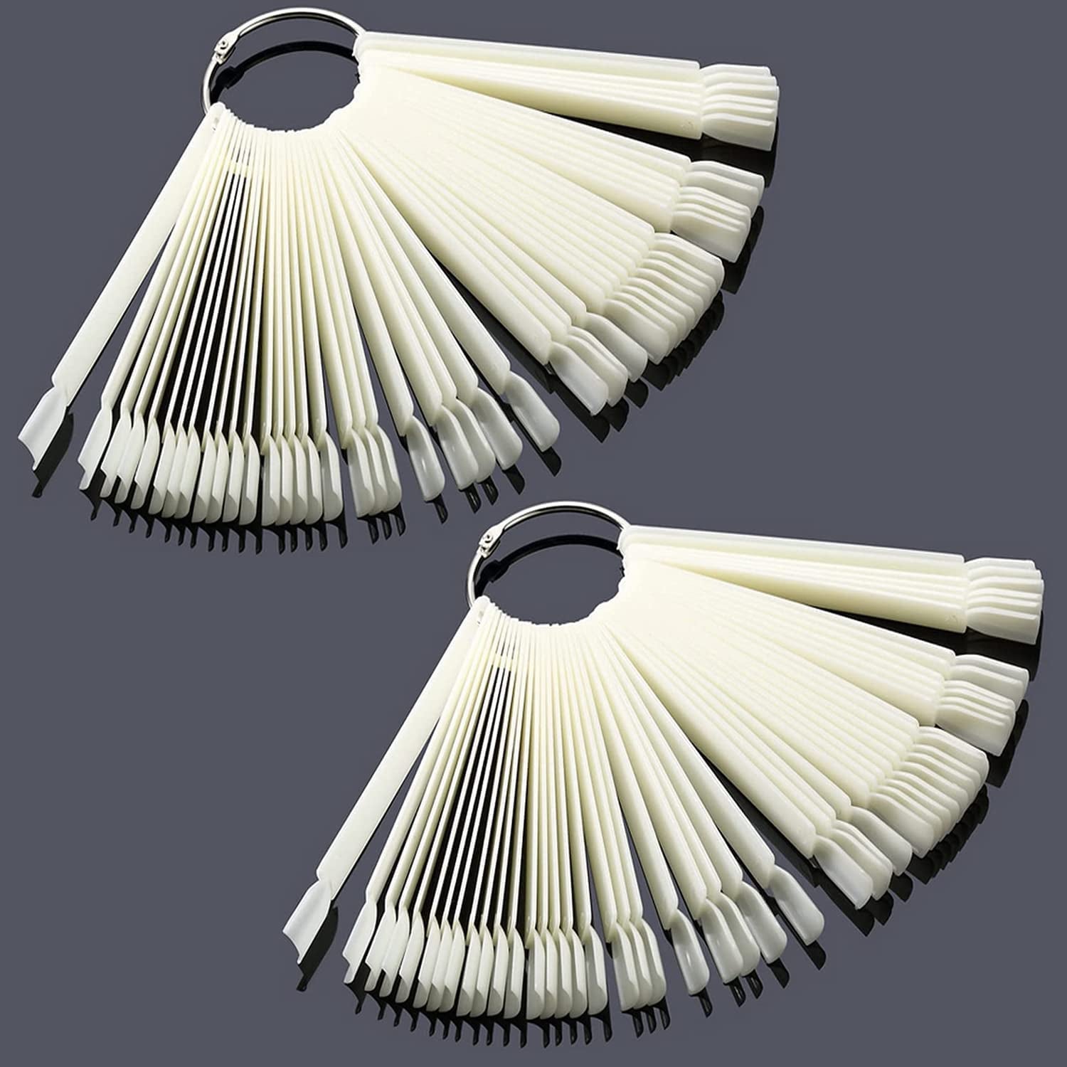 Nail Display Tips Lukytimo 100 Pcs Clear Fan-Shaped False Nail Polish Board Nail Art Tips Practice Sticks Tools with Ring Holder (Transparent) (100) Health & Beauty > Personal Care > Cosmetics > Cosmetic Tools > Nail Tools LukyTimo Natural - 100  