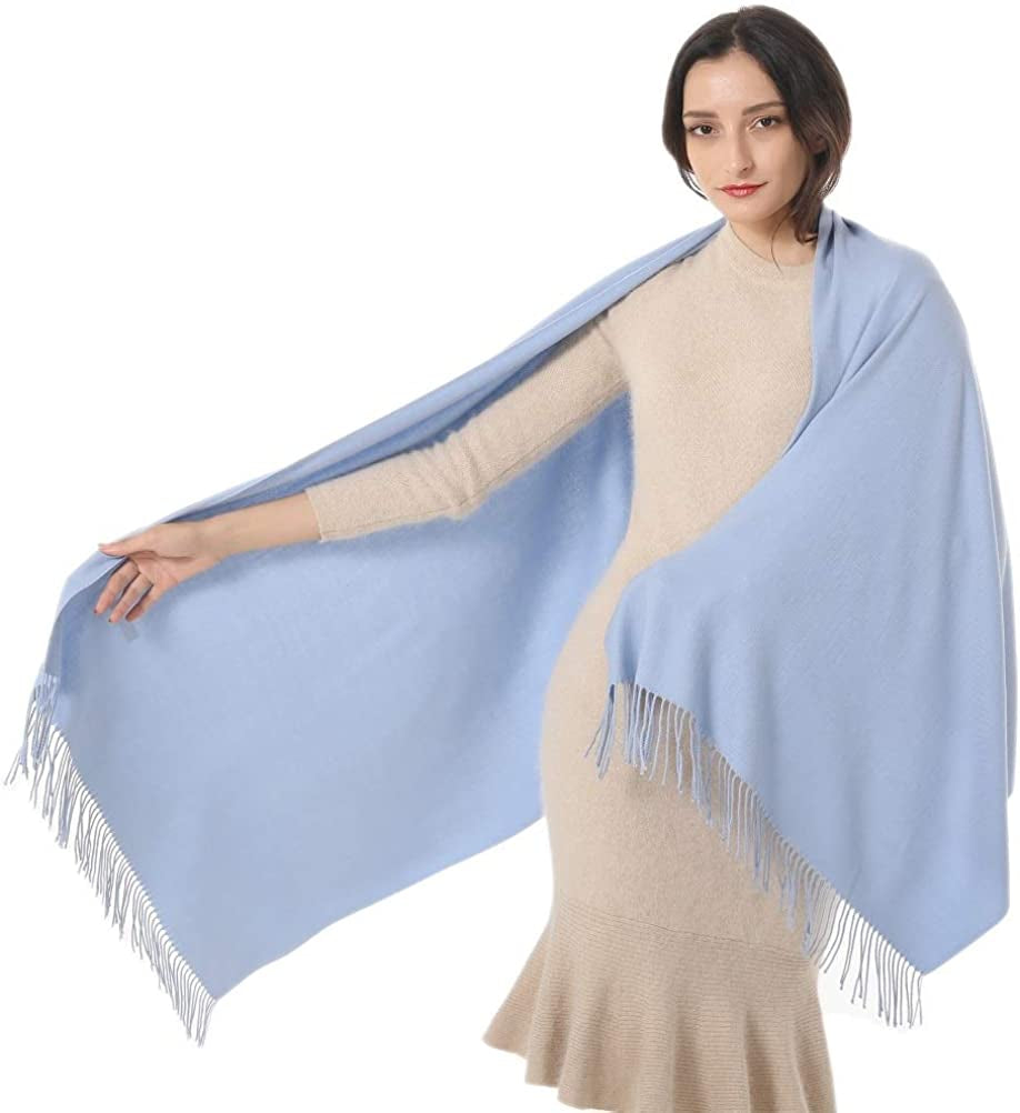 Women Shawl Wrap Scarf Pashmina Gifts Idea Wedding Christmas Birthday Large Soft Stole Apparel & Accessories > Clothing Accessories > Scarves & Shawls Gomust Light-blue  