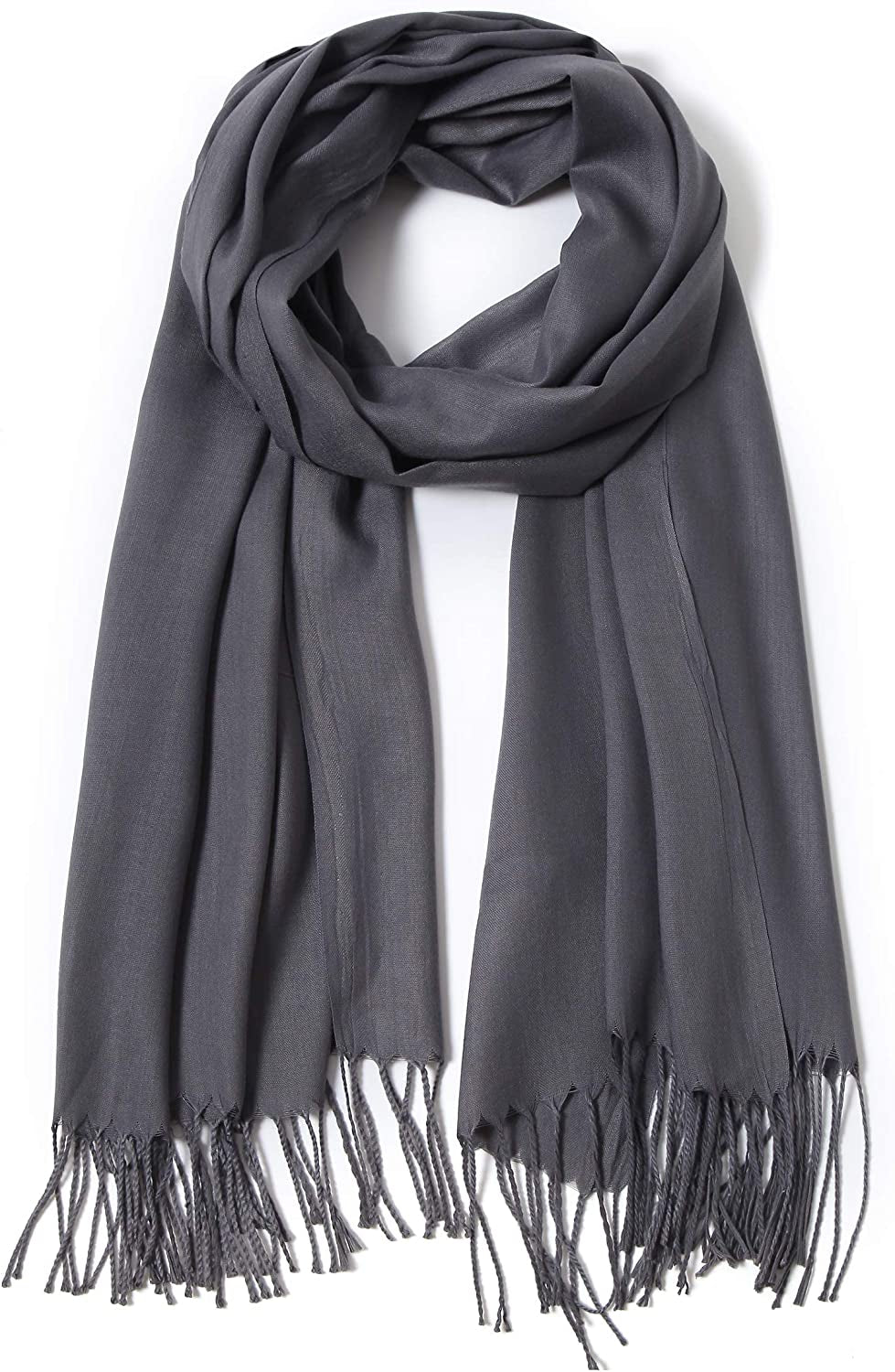 Pashmina Shawls and Wraps Large Scarfs for Women Wedding Party Bridal Long Fashion Solid Shawl Wrap with Fringes Apparel & Accessories > Clothing Accessories > Scarves & Shawls Cindy & Wendy Charcoal  