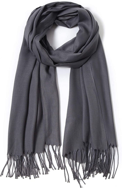 Pashmina Shawls and Wraps Large Scarfs for Women Wedding Party Bridal Long Fashion Solid Shawl Wrap with Fringes Apparel & Accessories > Clothing Accessories > Scarves & Shawls Cindy & Wendy Charcoal  