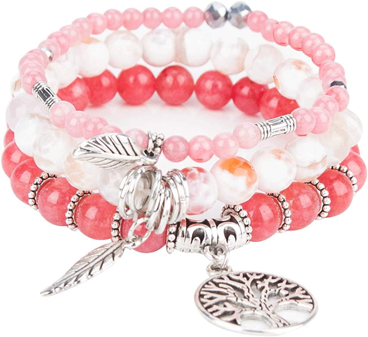 Tree of Life Turquoise Jasper & Tibetan Agate Gemstone Chakra Beaded Bracelet | Beach Charm Bracelet Set - Ocean Jewelry…… Apparel & Accessories > Jewelry > Bracelets Jardme Angel's stone  