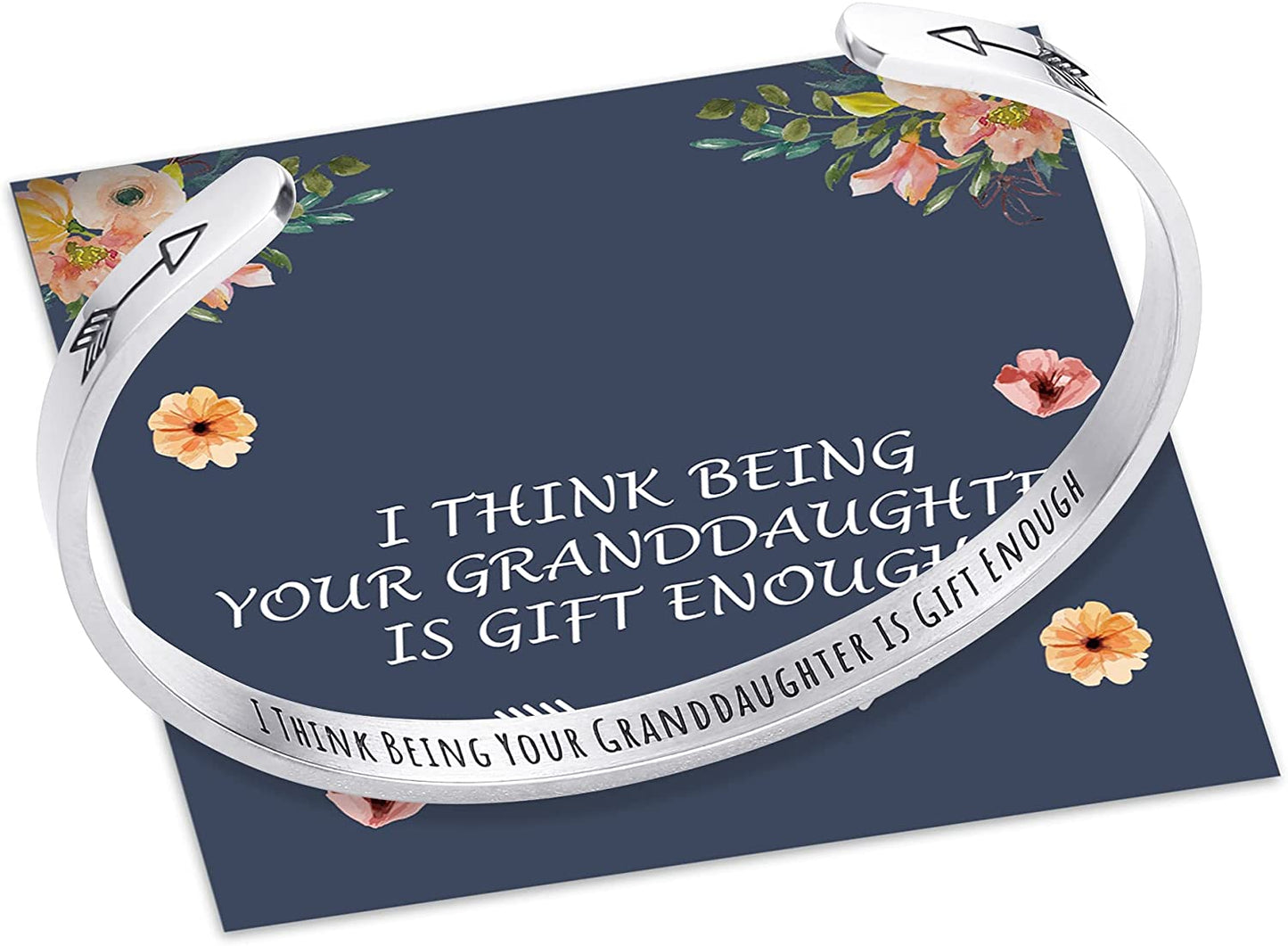 M MOOHAM Bracelets for Women- Engraved Quote Inspirational Bracelet Birthday Christmas Funny Gifts for Best Friend, Daughter, Son, Sister, Niece, Mom, Coworkers, Stainless Steel Jewelry Apparel & Accessories > Jewelry > Bracelets M MOOHAM I think being your granddaughter is gift enough  