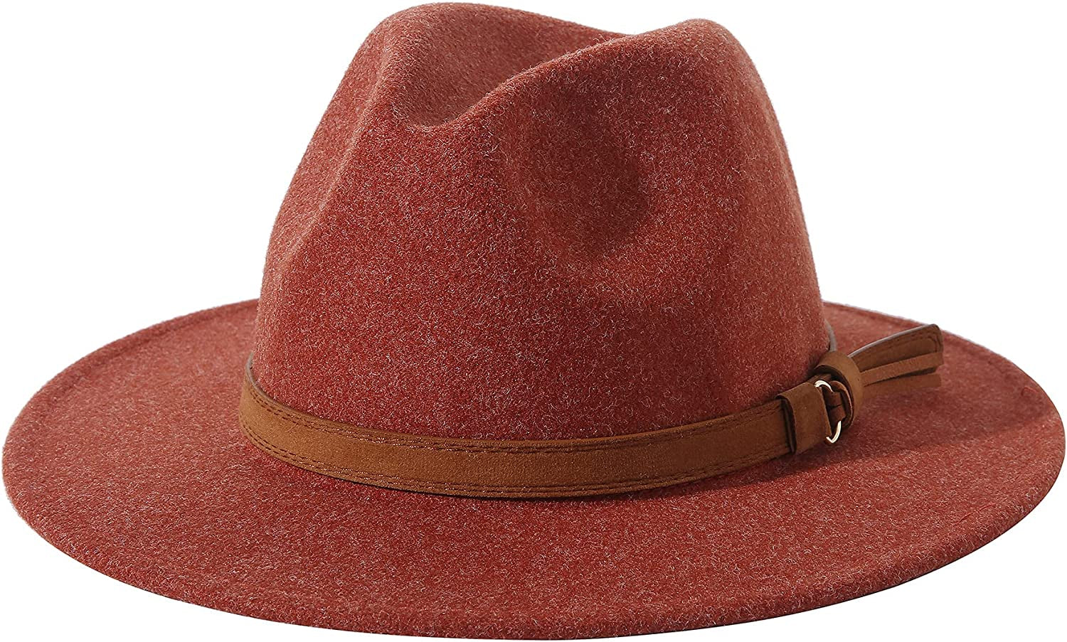 Lanzom Women Lady Felt Fedora Hat Wide Brim Wool Panama Hats with Band Apparel & Accessories > Clothing Accessories > Hats Lanzom 01-caramel  