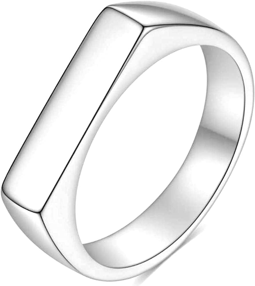 4Mm Stainless Steel Stackable Geometrical Shape Wedding Band Ring Silver / 13