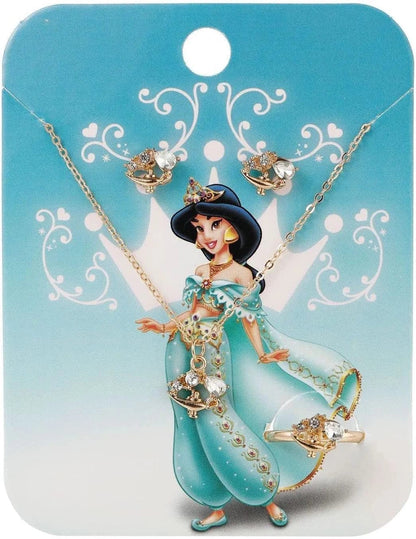 4Pcs Cute Girls Princess Necklace Earring Ring Set, Adjustable Jewelry Gift Set for Women Girl Birthday/Valentine'S Day/Anniversary J