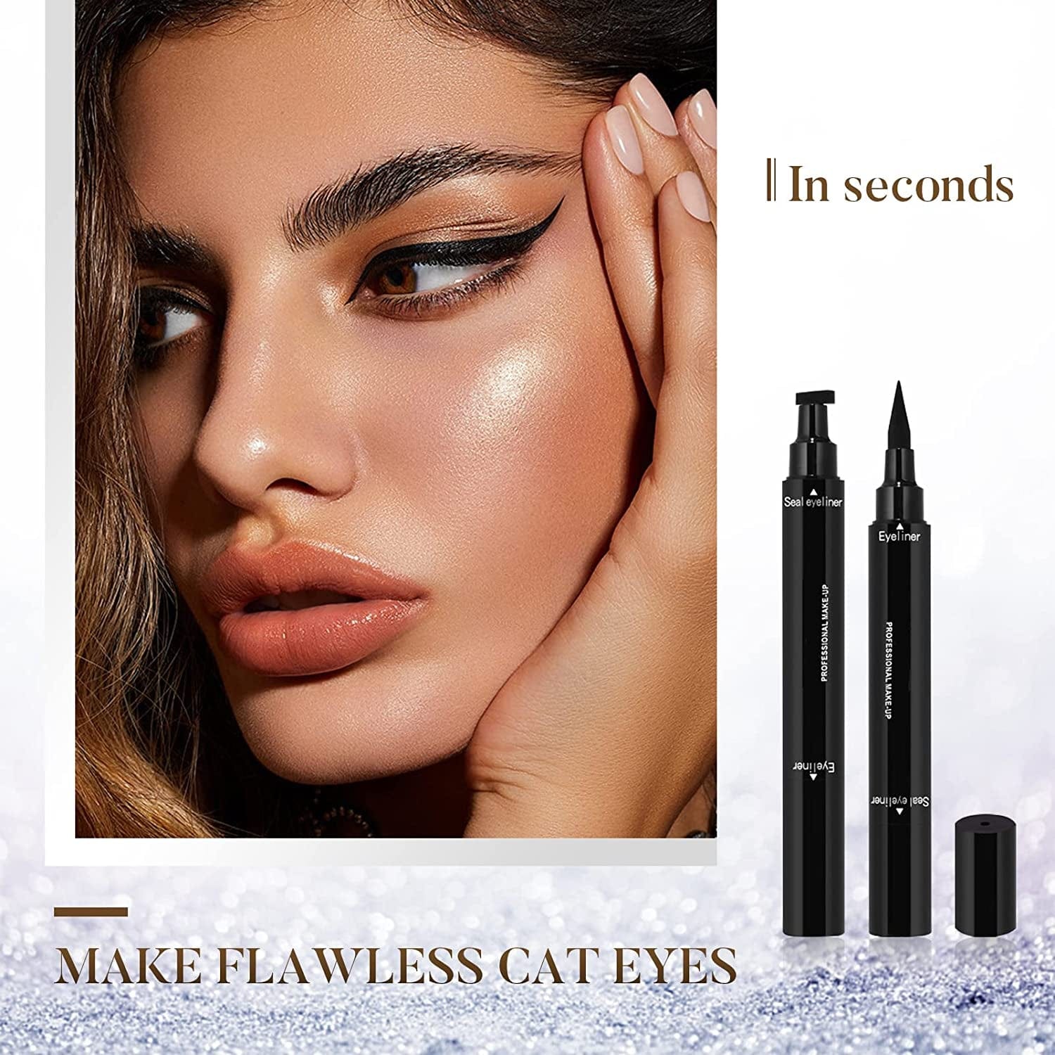 4Pcs Eyeliner Stamp, Double-Headed Winged Eyeliner Stamp, Waterproof and Smudge Proof Liquid Eyeliner Pen, Easy Cat Eye Liner Stamp - Long Lasting and Fast Drying Health & Beauty > Personal Care > Cosmetics > Cosmetic Tools > Makeup Tools POLARHAWK   