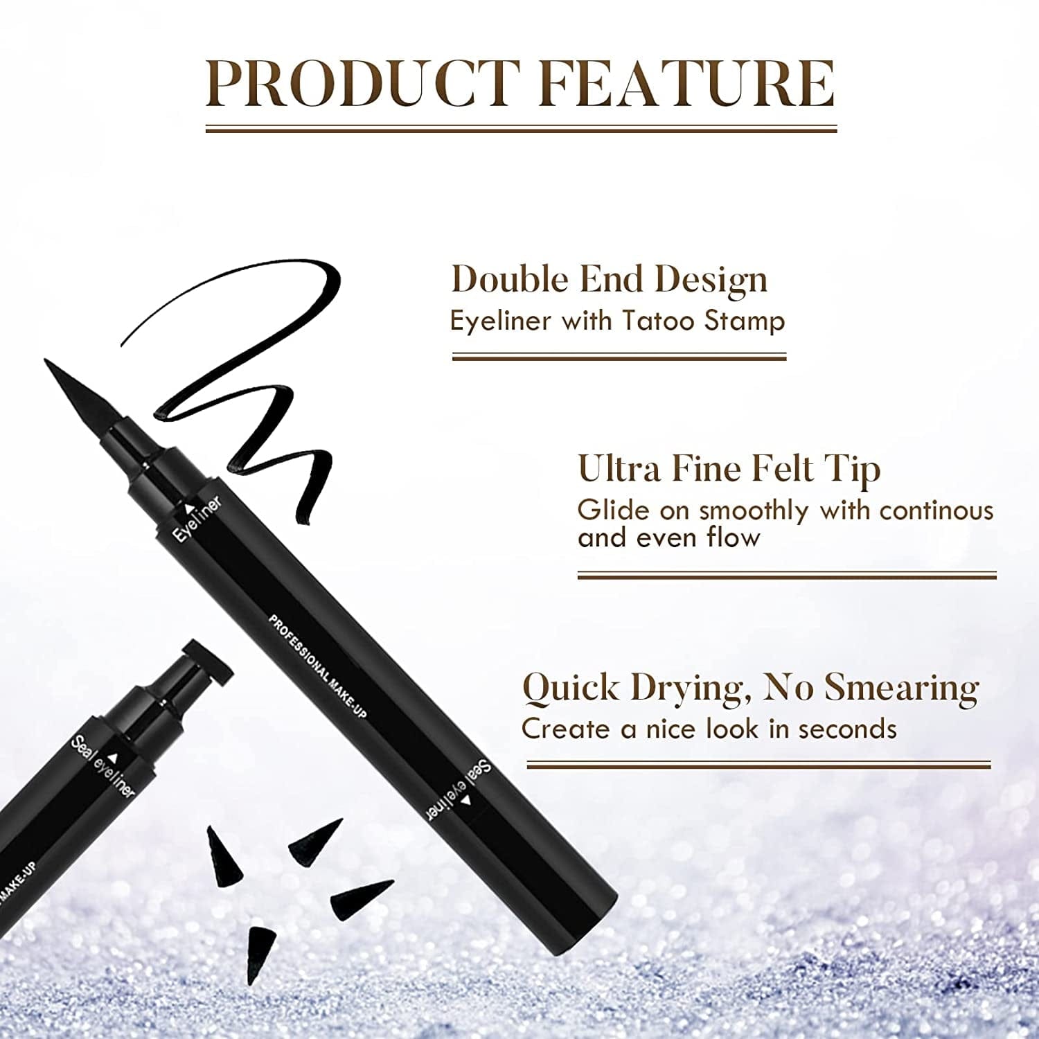 4Pcs Eyeliner Stamp, Double-Headed Winged Eyeliner Stamp, Waterproof and Smudge Proof Liquid Eyeliner Pen, Easy Cat Eye Liner Stamp - Long Lasting and Fast Drying Health & Beauty > Personal Care > Cosmetics > Cosmetic Tools > Makeup Tools POLARHAWK   
