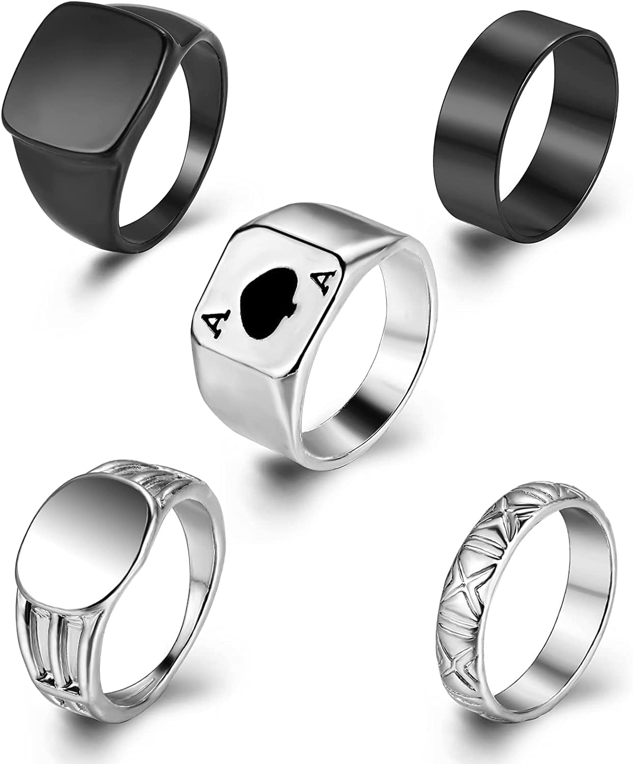5-70 Pcs Vintage Gold Rings Set for Women Teen Girls, Boho Midi Finger Knuckle Ring Pack, Trendy Aesthetic Stackable Ring of Packs Size Mixed silver-5pcs