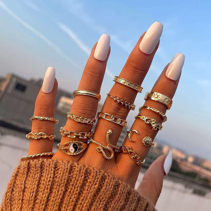 5-70 Pcs Vintage Gold Rings Set for Women Teen Girls, Boho Midi Finger Knuckle Ring Pack, Trendy Aesthetic Stackable Ring of Packs Size Mixed