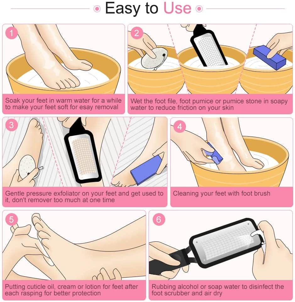 5 in 1 Professional Pedicure Kit, Stainless Steel Heel Scraper for Women Feet Care, Foot Pumice Stone for Feet Hard Skin Remover in Shower, Pumice Stone and Brush for Feet Callus Removal at Home/Salon Health & Beauty > Personal Care > Foot Care Spaidoon   