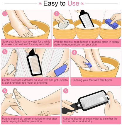 5 in 1 Professional Pedicure Kit, Stainless Steel Heel Scraper for Women Feet Care, Foot Pumice Stone for Feet Hard Skin Remover in Shower, Pumice Stone and Brush for Feet Callus Removal at Home/Salon Health & Beauty > Personal Care > Foot Care Spaidoon   