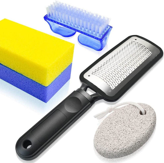 5 in 1 Professional Pedicure Kit, Stainless Steel Heel Scraper for Women Feet Care, Foot Pumice Stone for Feet Hard Skin Remover in Shower, Pumice Stone and Brush for Feet Callus Removal at Home/Salon Health & Beauty > Personal Care > Foot Care Spaidoon   