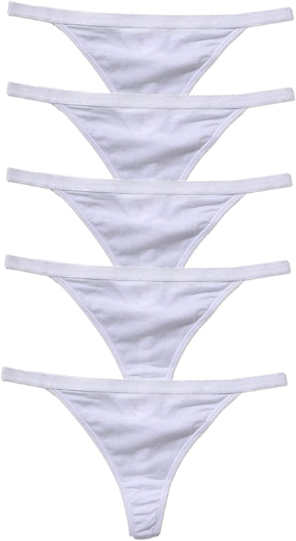 5 Pack Zofirao Women'S Black White Red Panties Cotton Spandex Thongs Underwear G-Strings White / X-Large