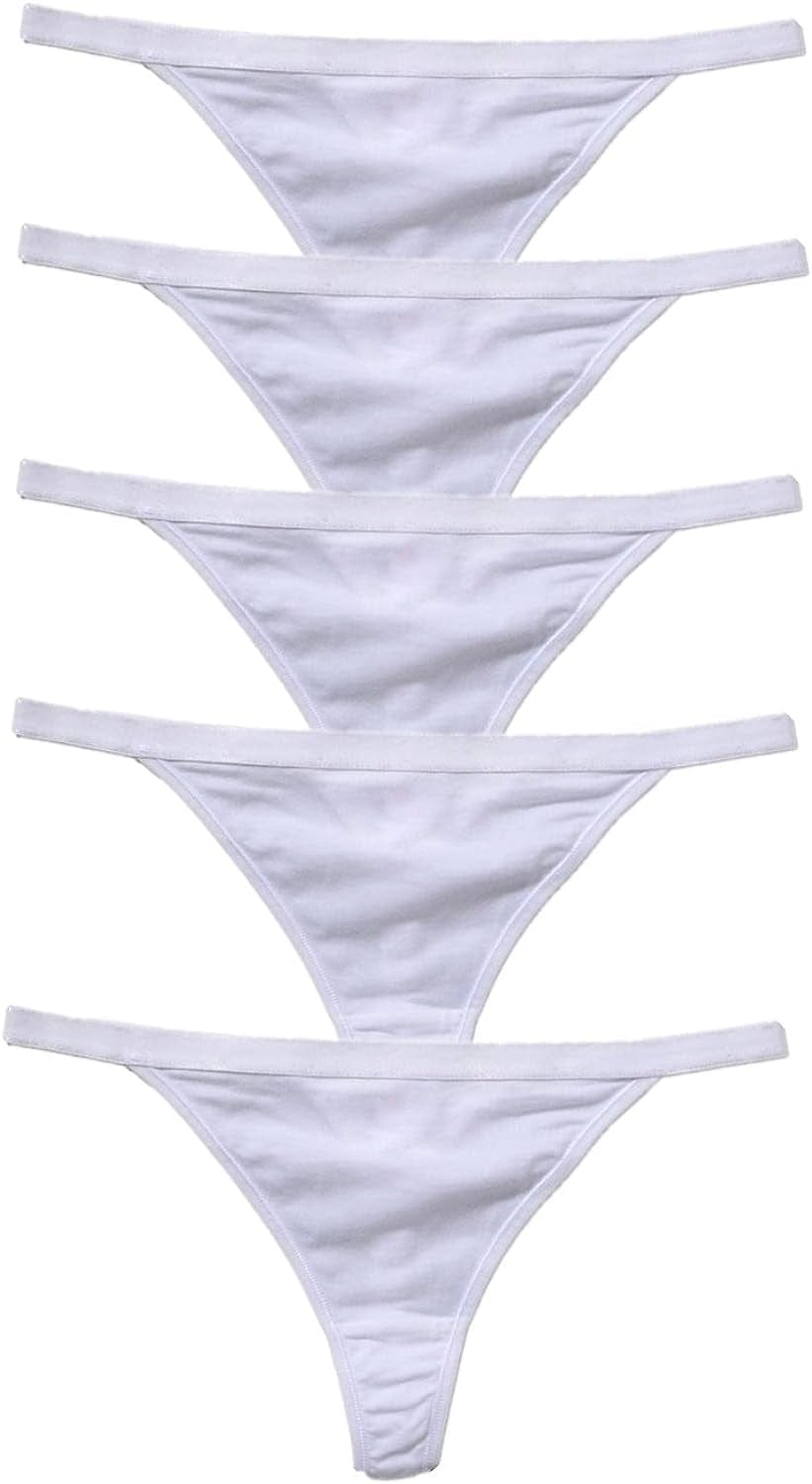 5 Pack Zofirao Women'S Black White Red Panties Cotton Spandex Thongs Underwear G-Strings White / Small