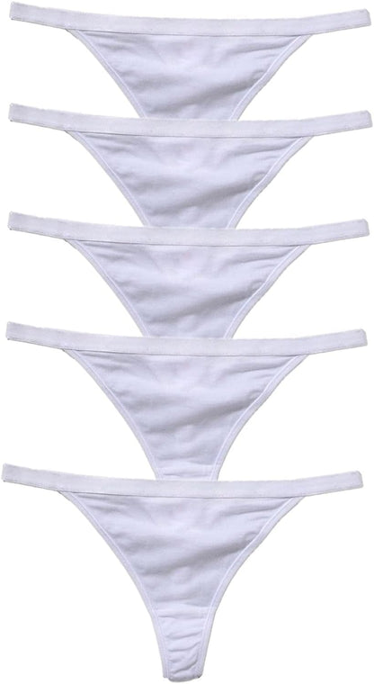 5 Pack Zofirao Women'S Black White Red Panties Cotton Spandex Thongs Underwear G-Strings White / Small