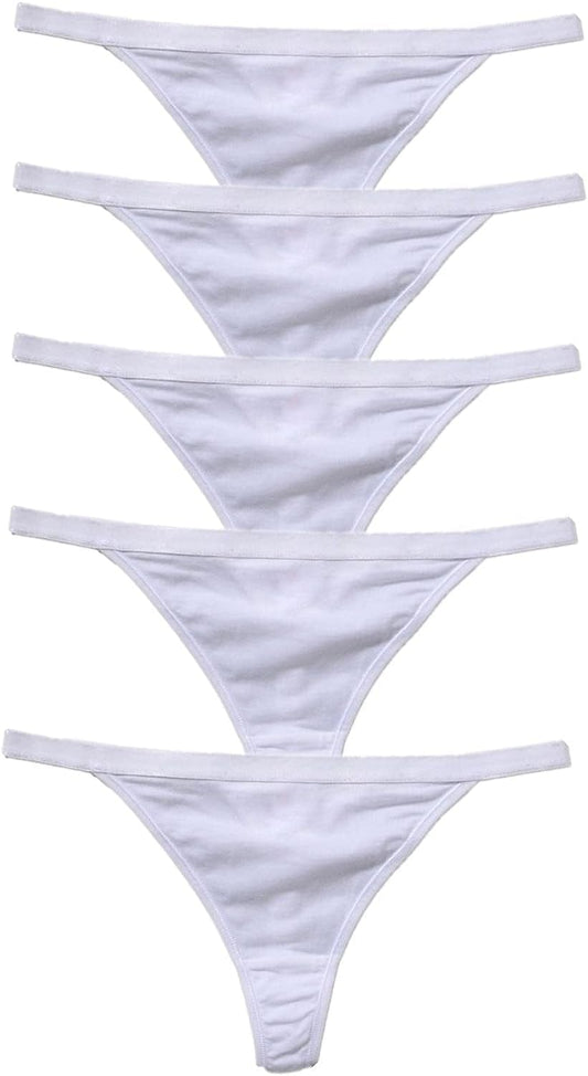 5 Pack Zofirao Women'S Black White Red Panties Cotton Spandex Thongs Underwear G-Strings White / Small