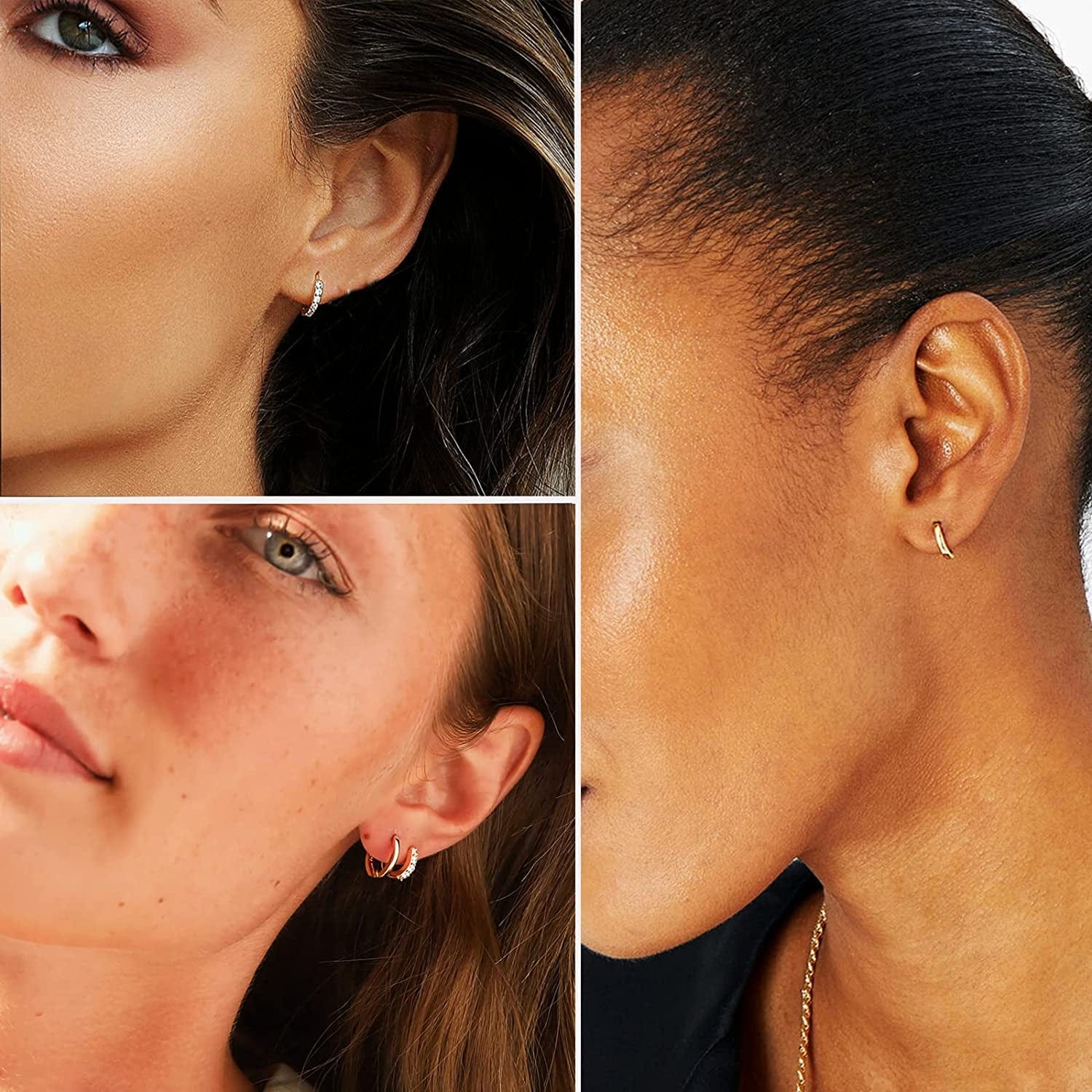 5 Pairs Gold Silver Huggies Hoop Earrings Set for Women Girls Small Dangle Chain Hoop Earrings Jewelry for Gifts