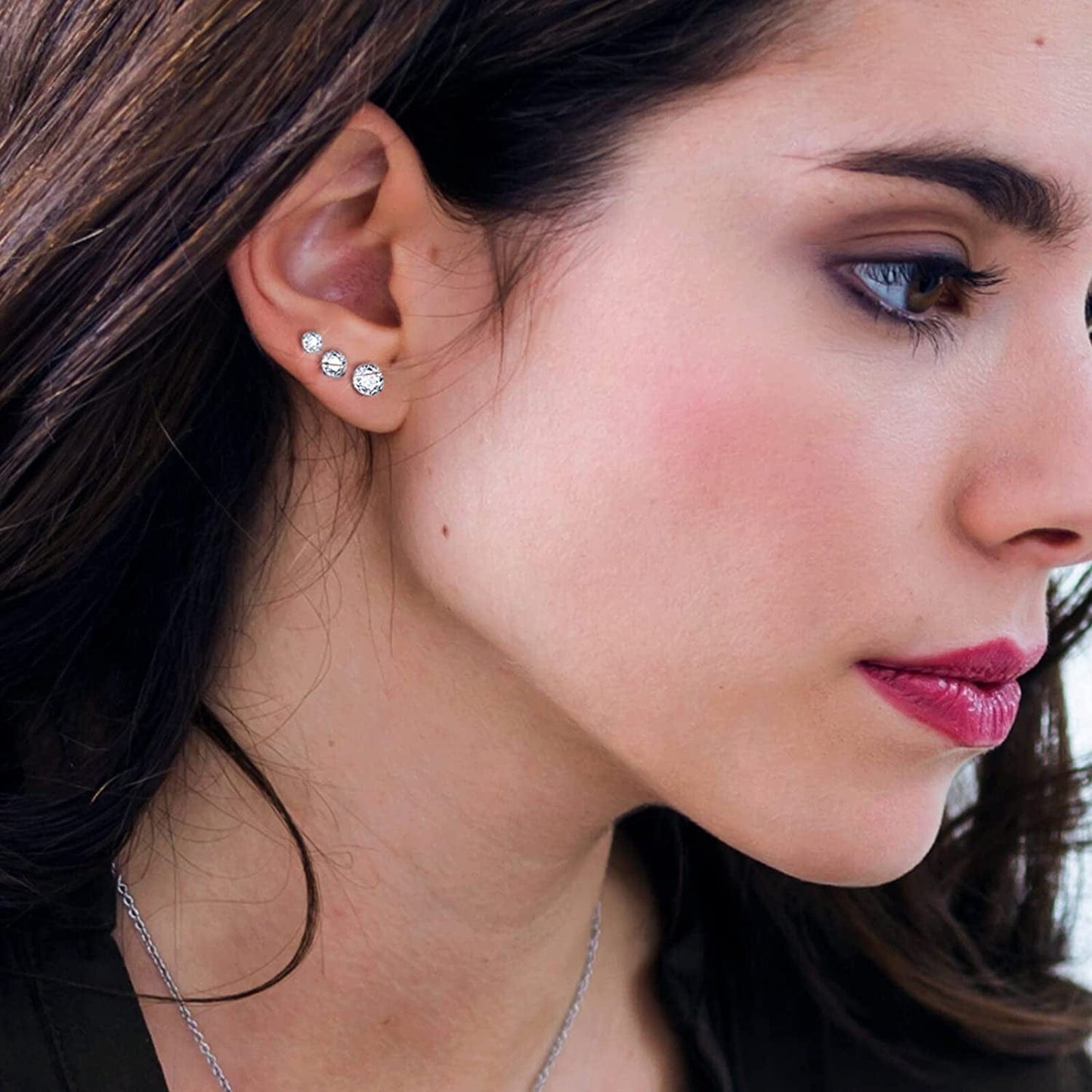 5 Pairs Stud Earrings Set, Hypoallergenic Cubic Zirconia 316L Earrings Stainless Steel CZ Earrings 3-8Mm, Rose Gold