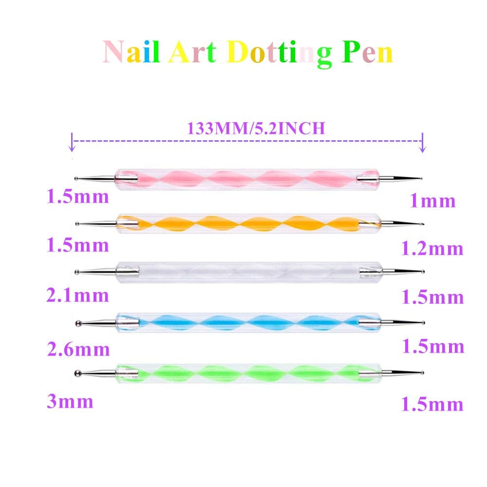 5 Pc 2 Way Dotting Pen Tool Nail Art Tip Dot Paint Manicure Kit (5PC) Health & Beauty > Personal Care > Cosmetics > Cosmetic Tools > Nail Tools HiMo   