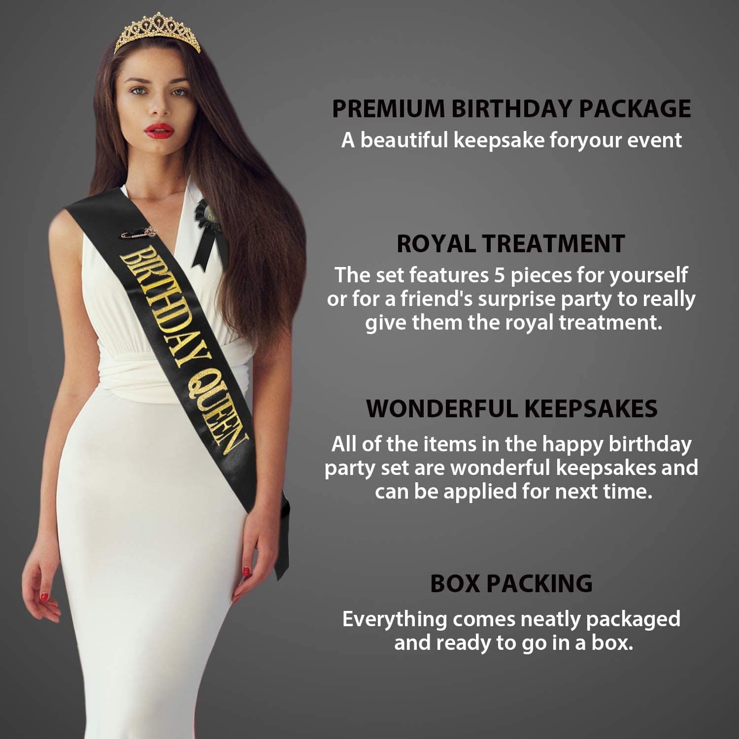 5 Pieces Birthday Accessories, Include Birthday Queen Sash, Tiara, Tinplate Badge Pin, Brooch Clip Pin and Happy Birthday Cupcake Topper for Women Birthday Party Favors Apparel & Accessories > Clothing Accessories > Sashes WILLBOND   