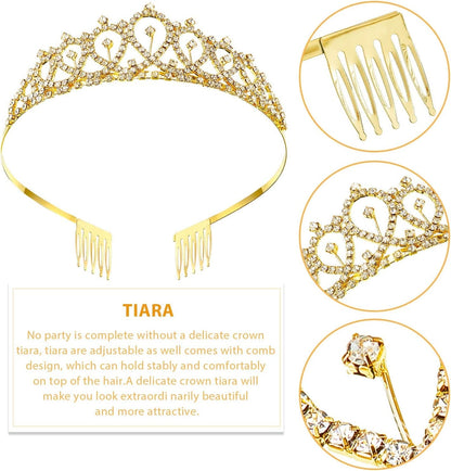 5 Pieces Birthday Accessories, Include Birthday Queen Sash, Tiara, Tinplate Badge Pin, Brooch Clip Pin and Happy Birthday Cupcake Topper for Women Birthday Party Favors Apparel & Accessories > Clothing Accessories > Sashes WILLBOND   