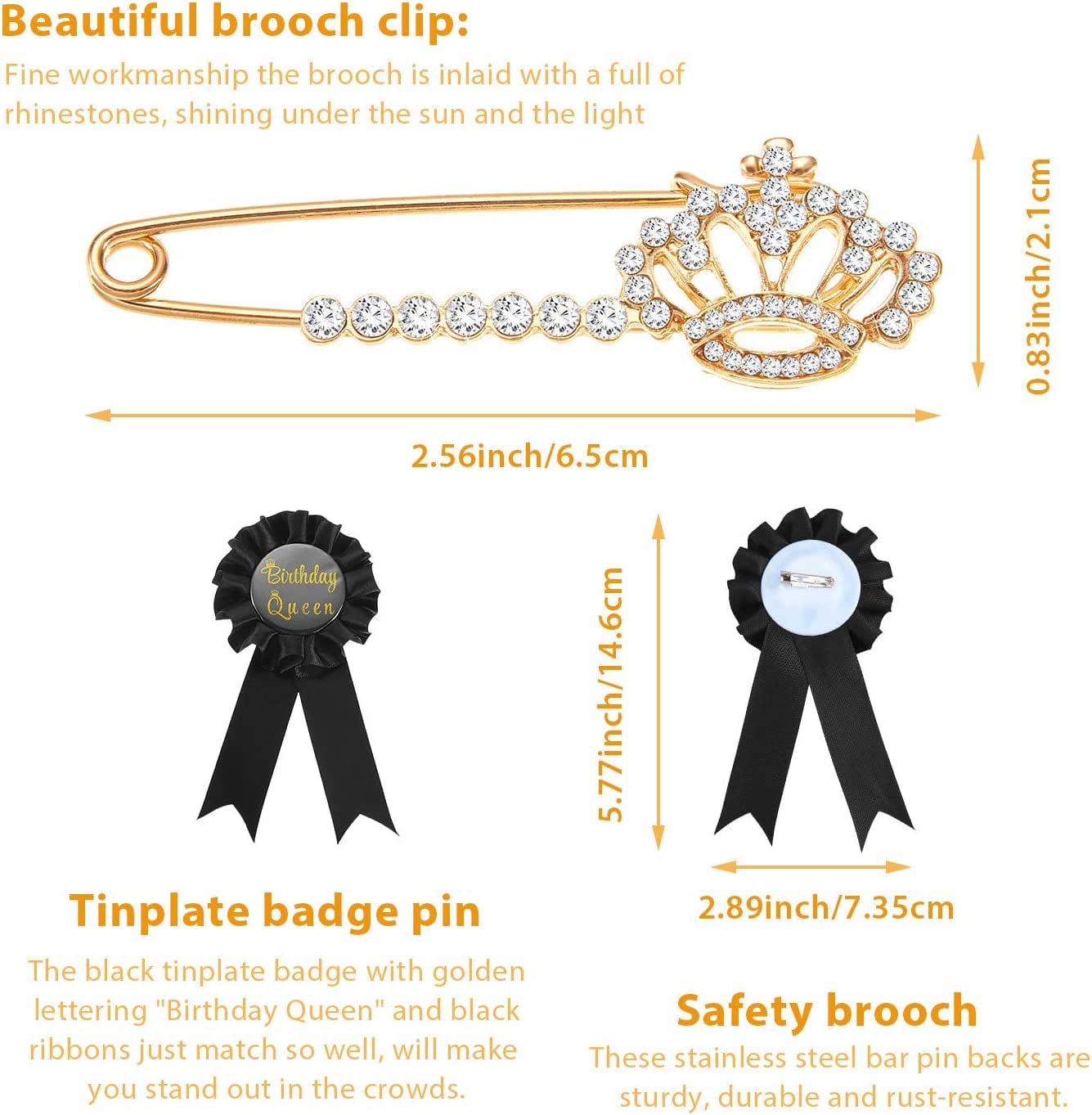 5 Pieces Birthday Accessories, Include Birthday Queen Sash, Tiara, Tinplate Badge Pin, Brooch Clip Pin and Happy Birthday Cupcake Topper for Women Birthday Party Favors Apparel & Accessories > Clothing Accessories > Sashes WILLBOND   