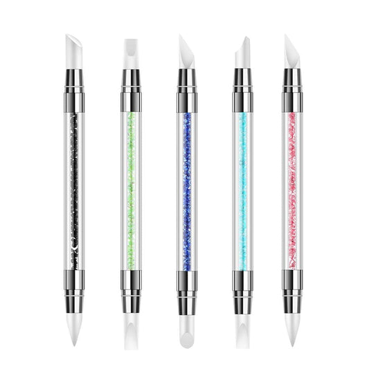 5 Pieces Silicone Nail Tools Acrylic Rhinestone Handle Double-Ended Nail Art Pen for Design Nail Foil Carving Drawing Health & Beauty > Personal Care > Cosmetics > Cosmetic Tools > Nail Tools Kaychan   