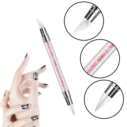 5 Pieces Silicone Nail Tools Acrylic Rhinestone Handle Double-Ended Nail Art Pen for Design Nail Foil Carving Drawing Health & Beauty > Personal Care > Cosmetics > Cosmetic Tools > Nail Tools Kaychan   