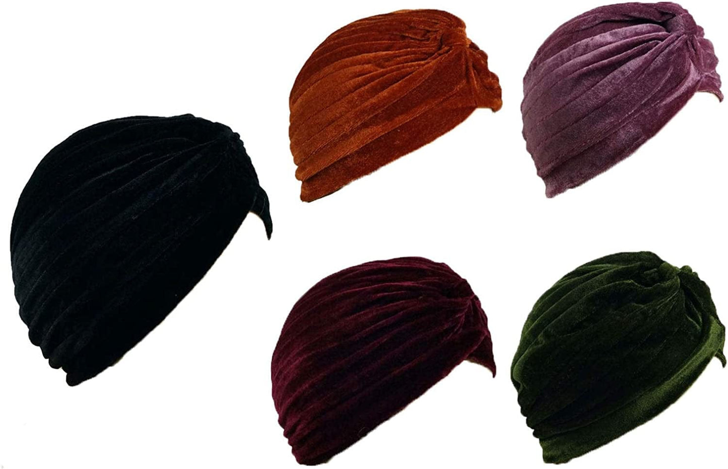 5 Women Stretchy Turban Chemo Cap Bennie Head Wrap Headwear Apparel & Accessories > Clothing Accessories > Headwear XERU 5 Velvet  