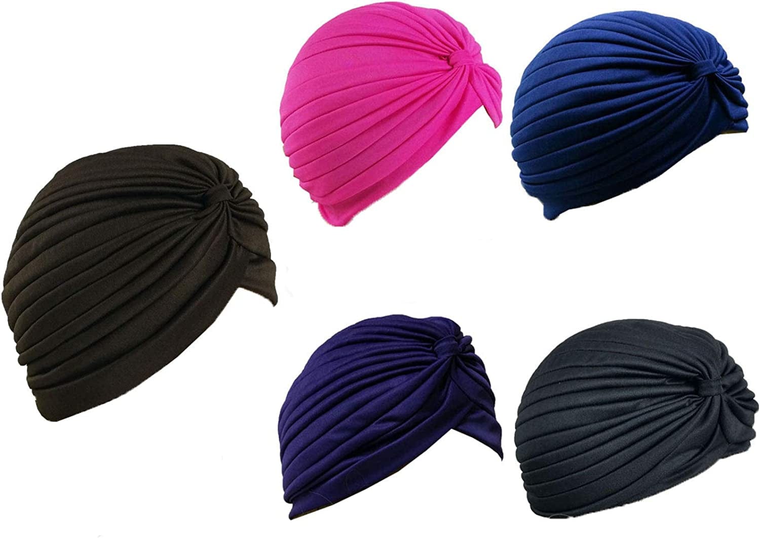 5 Women Stretchy Turban Chemo Cap Bennie Head Wrap Headwear Apparel & Accessories > Clothing Accessories > Headwear XERU 5 Dk  