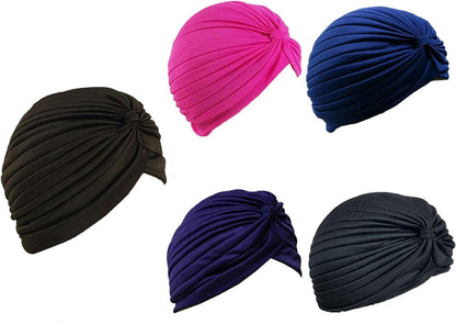 5 Women Stretchy Turban Chemo Cap Bennie Head Wrap Headwear Apparel & Accessories > Clothing Accessories > Headwear XERU 5 Dk  