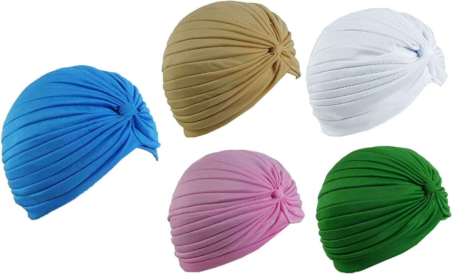 5 Women Stretchy Turban Chemo Cap Bennie Head Wrap Headwear Apparel & Accessories > Clothing Accessories > Headwear XERU 5 Pastel  