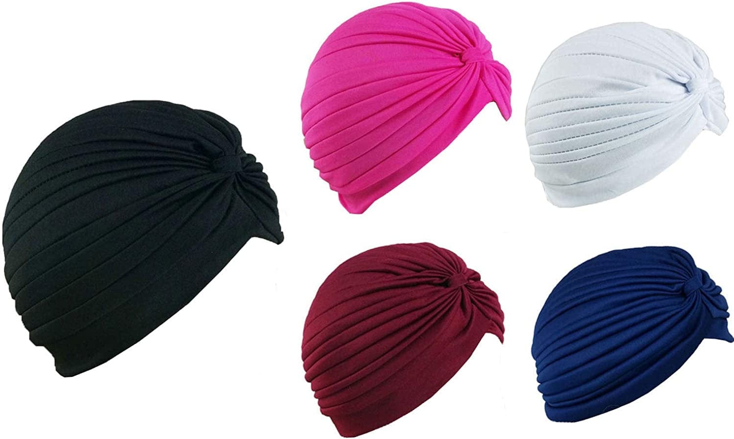 5 Women Stretchy Turban Chemo Cap Bennie Head Wrap Headwear Apparel & Accessories > Clothing Accessories > Headwear XERU 5 Assorted  