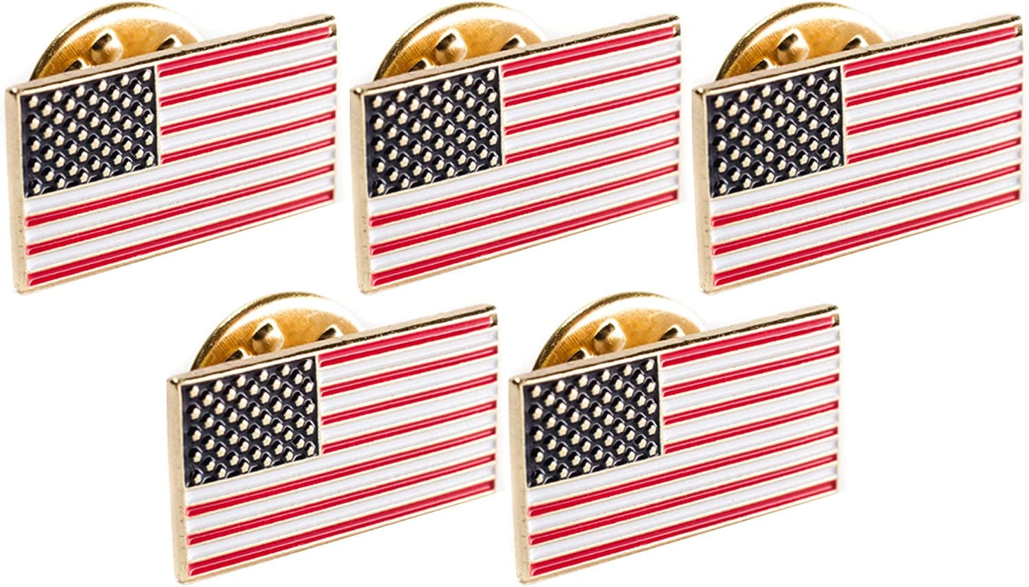 5 X Gold American Flag Lapel Pin USA Pinback Tack United States Patriotic Brooch