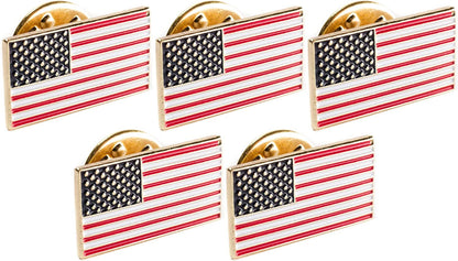 5 X Gold American Flag Lapel Pin USA Pinback Tack United States Patriotic Brooch