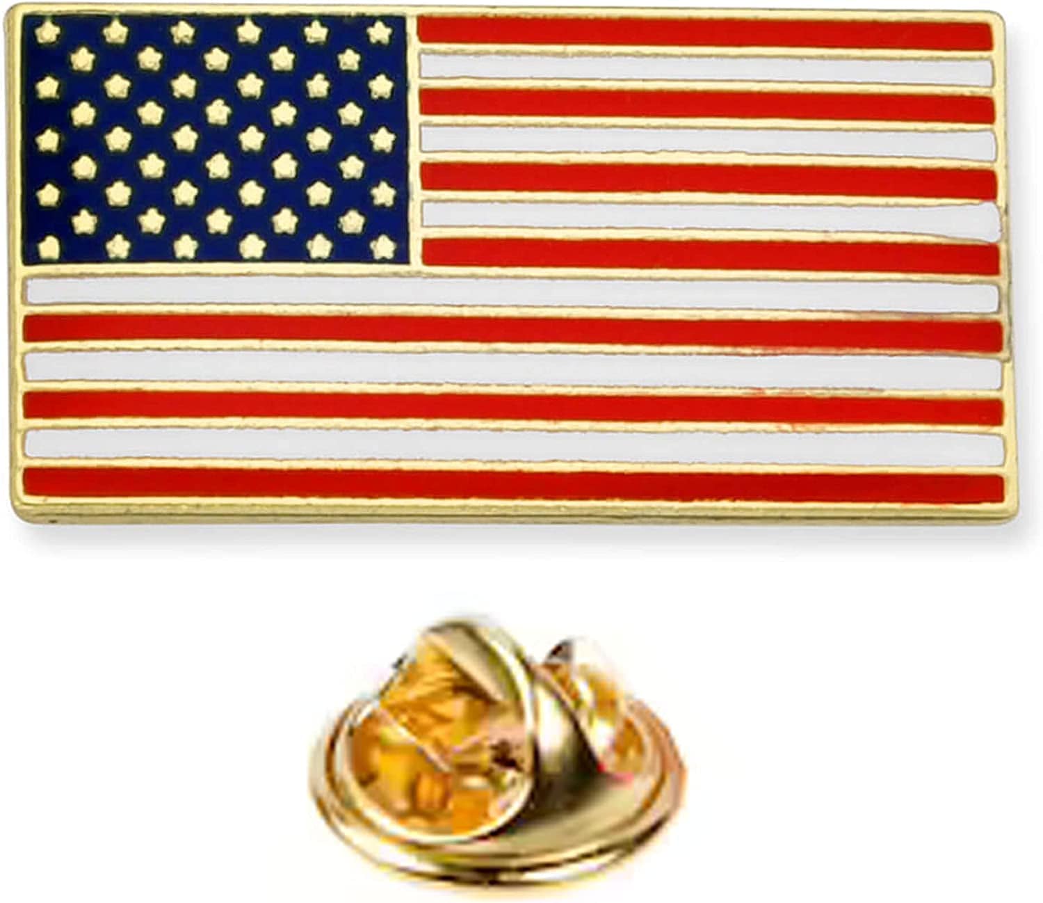 5 X Gold American Flag Lapel Pin USA Pinback Tack United States Patriotic Brooch