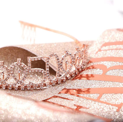 "50 and Fabulous" Sash & Rhinestone Tiara Set - 50Th Birthday Sash 50 Birthday Gifts Party Favors Apparel & Accessories > Clothing Accessories > Sashes ADBetty   