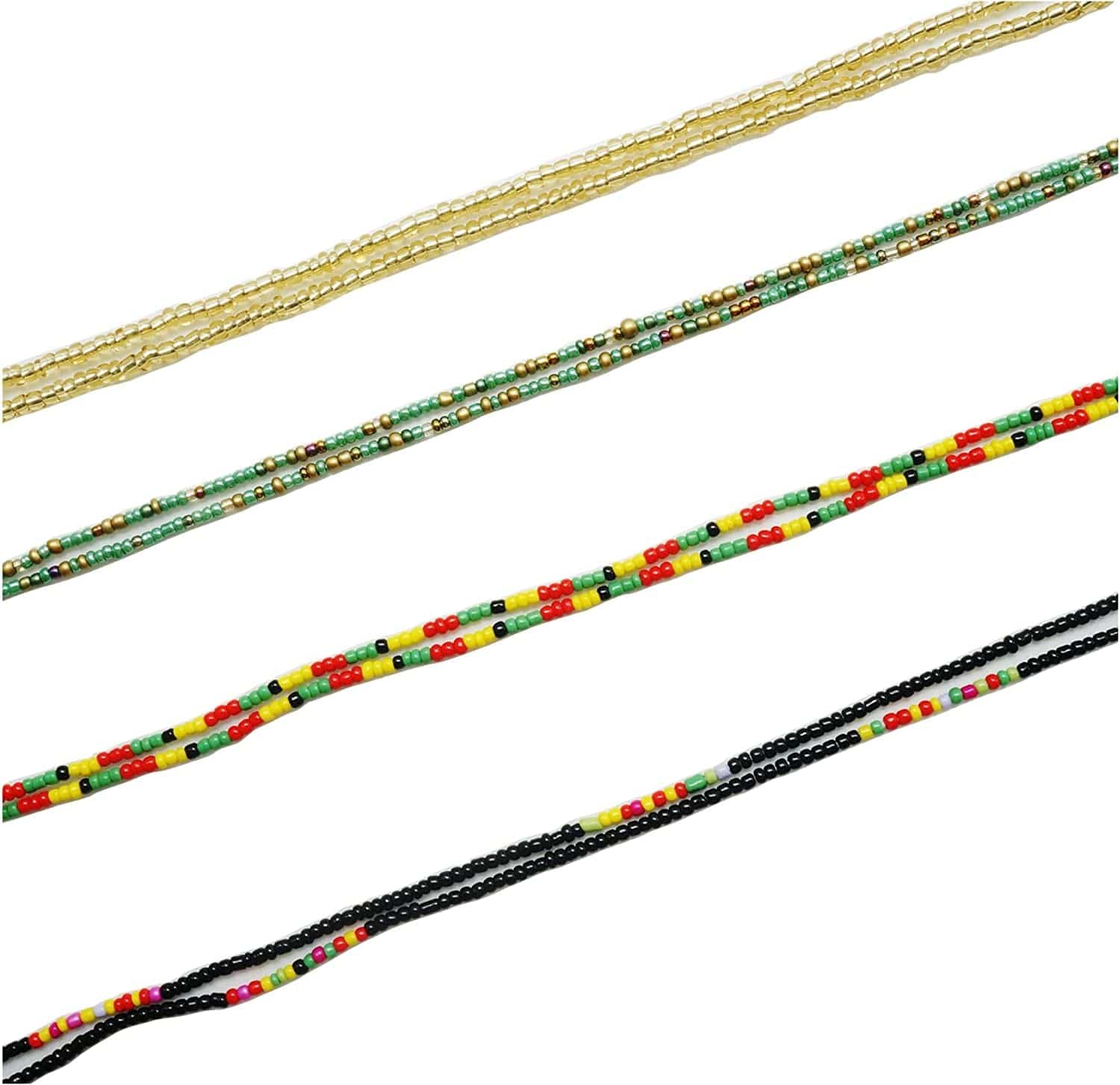 50” Handmade African Waist Beads,Colorful Belly Beads Body Jewelry,Non-Stretching Belly Chains,4 Pieces plus Size Waist Beads Apparel & Accessories > Jewelry > Body Jewelry WYAINUTLAAT   