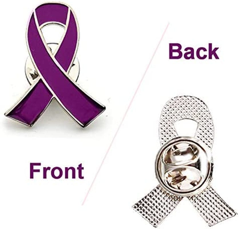 50 Pack Domestic Violence Awareness Purple Ribbon Enamel Lapel Pin