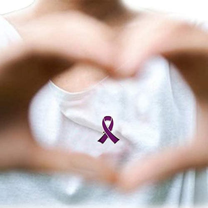 50 Pack Domestic Violence Awareness Purple Ribbon Enamel Lapel Pin