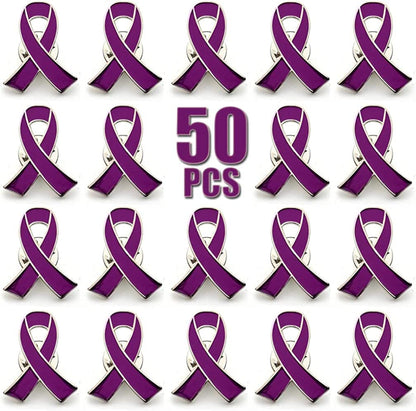 50 Pack Domestic Violence Awareness Purple Ribbon Enamel Lapel Pin